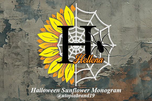 Halloween Sunflower Monogram Font for Editorial Design